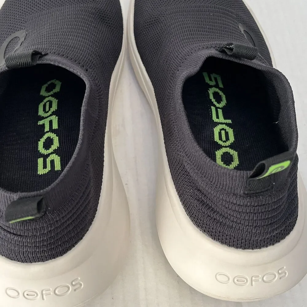 Oofos Oomy Zen Mens Sz 12 Black White Slip On Recovery Shoes Lightweight Comfort